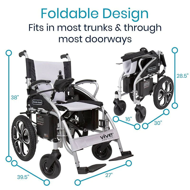 Compact Power Wheelchair - Foldable Long Range Transport Aid-Vitality Mobility